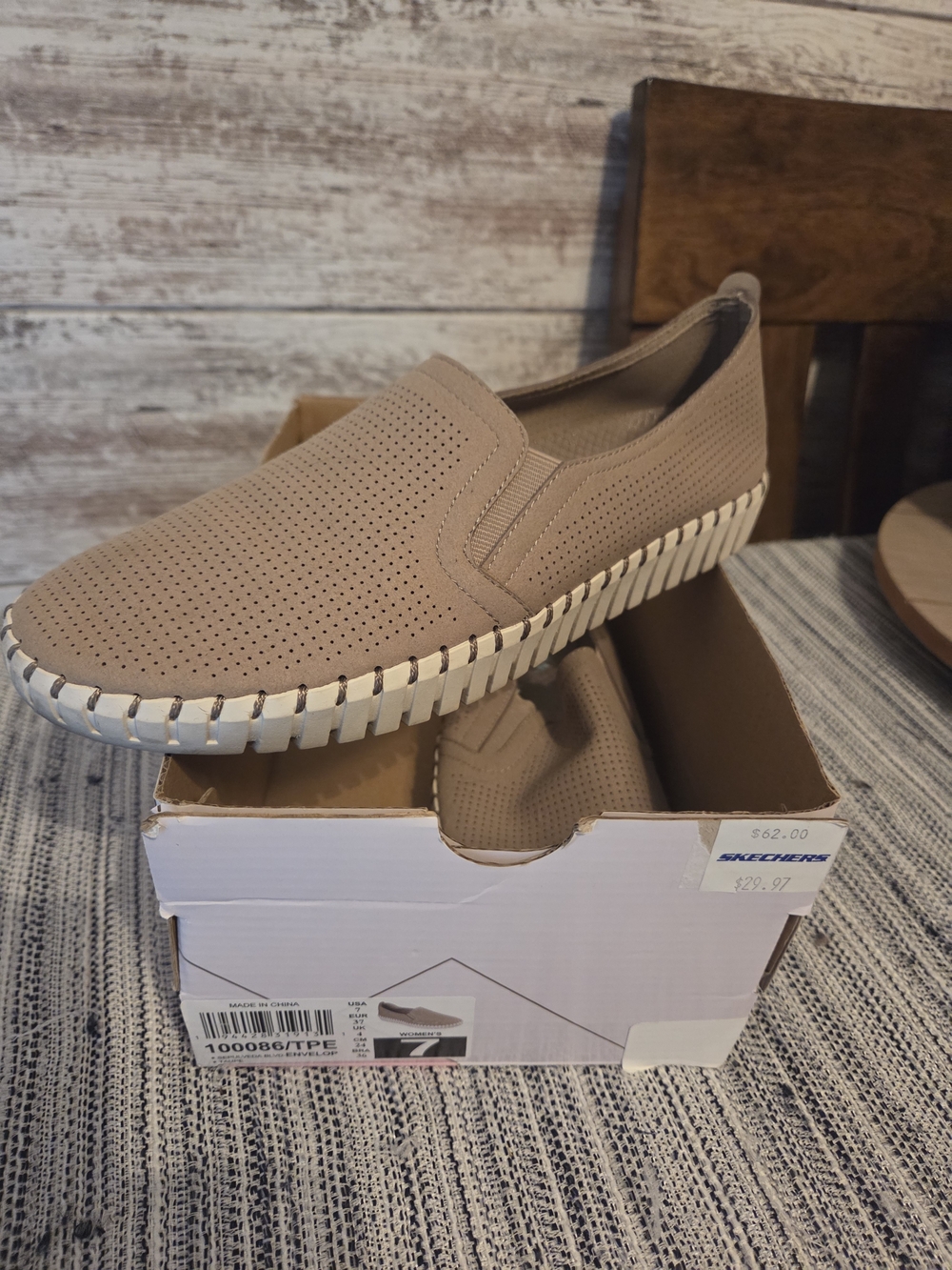 Skechers Women’s Slip-On Perforated Loafer in Taupe